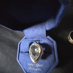 Sterling Silver Teardrop Morganite Ring - Clear/Pale Pink